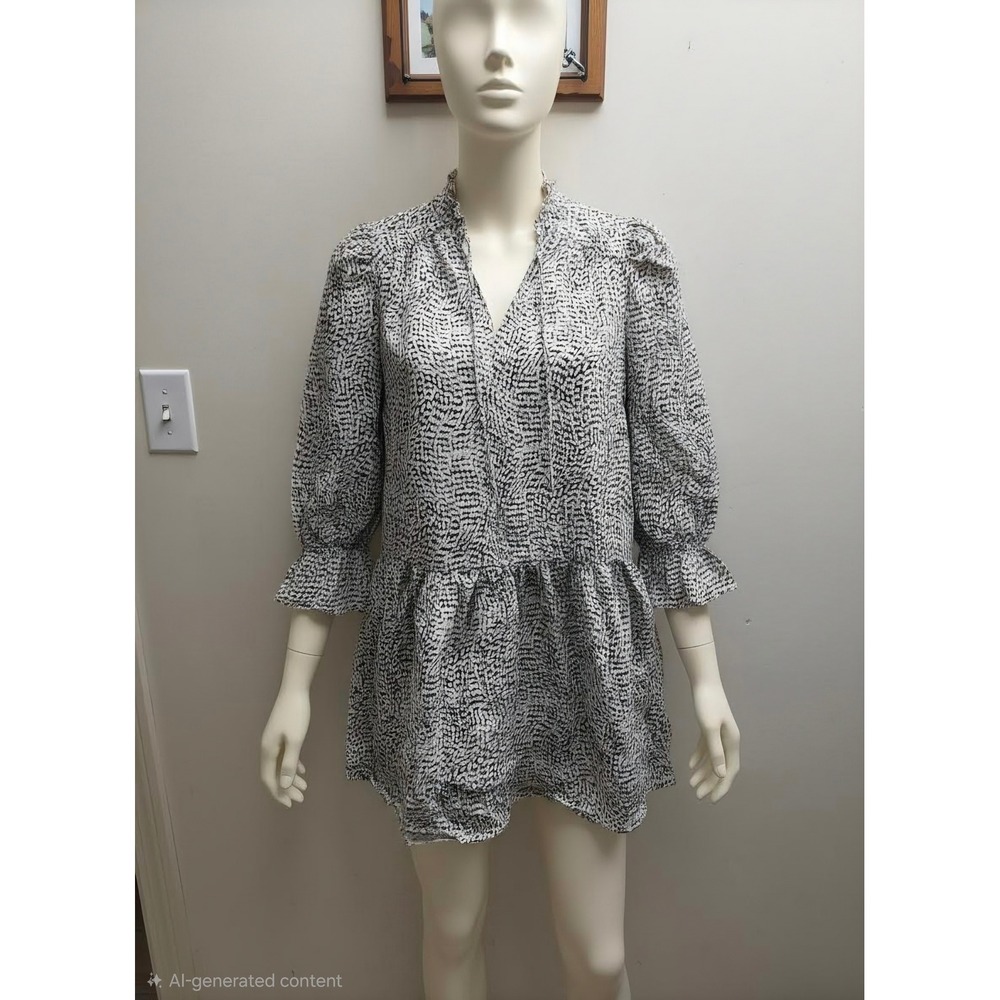 Vero‎ Moda For The Love Of Mothers Abstract Print Ruffle Smock Tunic Top Small